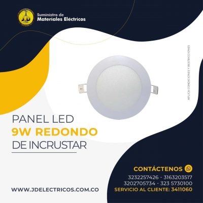 Panel led 9w redondo de incrustar